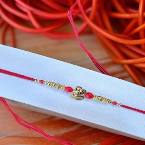 Shivling Golden Beads Rakhi Bracelet for Brother