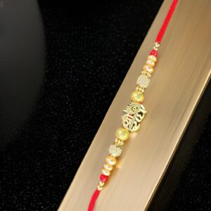 Morpankh Shri Radhe Golden Beads Rakhi Bracelet for Brother