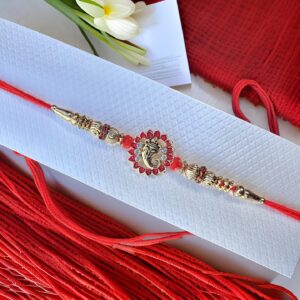 Ganesh Rakhi with Flower Beads Bracelet for Brother