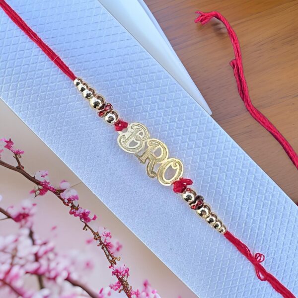 Bro Text Designer Metal Rakhi Bracelet for Brother Traditional Raksha Bandhan Gift Dora for Bhaiya - Image 2