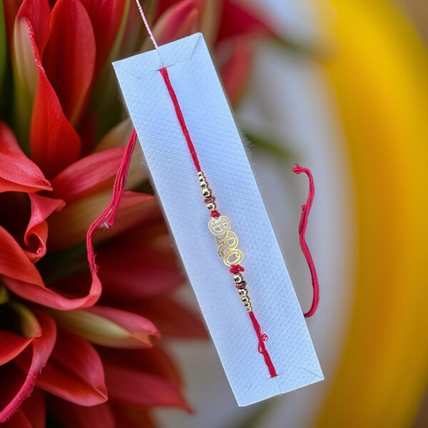 Bro Text Designer Metal Rakhi Bracelet for Brother Traditional Raksha Bandhan Gift Dora for Bhaiya - Image 3