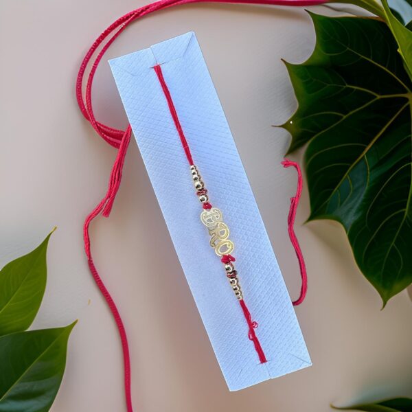 Bro Text Designer Metal Rakhi Bracelet for Brother Traditional Raksha Bandhan Gift Dora for Bhaiya - Image 4