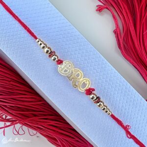 Bro Text Designer Metal Rakhi Bracelet for Brother Traditional Raksha Bandhan Gift Dora for Bhaiya
