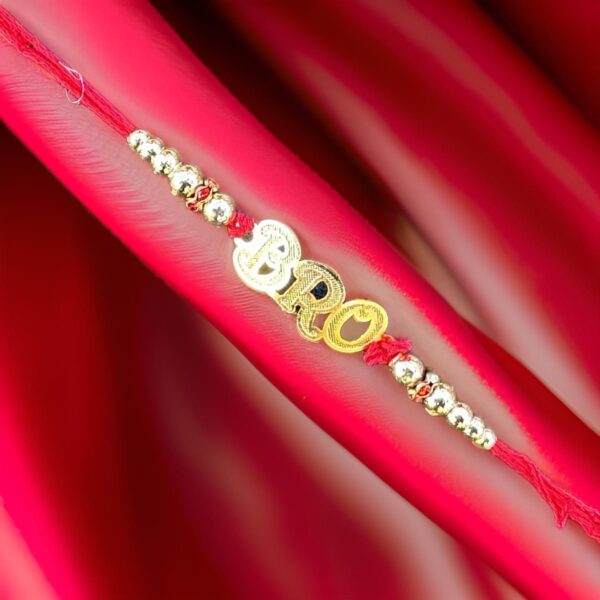 Bro Text Designer Metal Rakhi Bracelet for Brother Traditional Raksha Bandhan Gift Dora for Bhaiya - Image 5