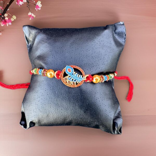 Designer Peacock Morpankh Rakhi Bracelet for Brother | Traditional Raksha Bandhan Rakhi for Bhaiya - Image 3