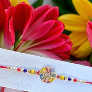 Multicolour Floral Diamond Rakhi for Bhai/Brother
