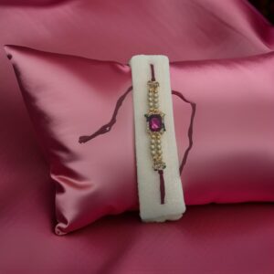 Pink Diamond Rakhi Bracelet for Brother