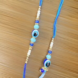 Blue Eye Shape Couple Rakhi for Bhai-Bhabhi