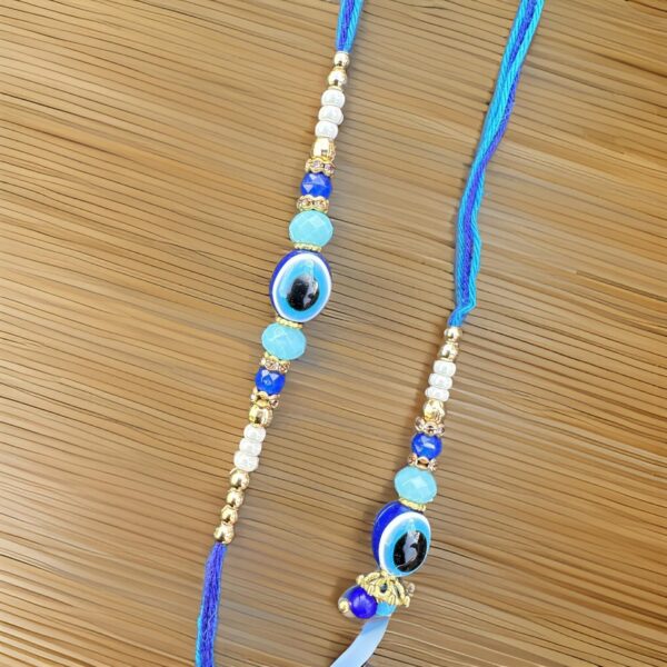 Blue Eye Shape Couple Rakhi for Bhai-Bhabhi