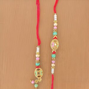 Brown Diamond Designer Rakhi Set for Bhai Bhabhi
