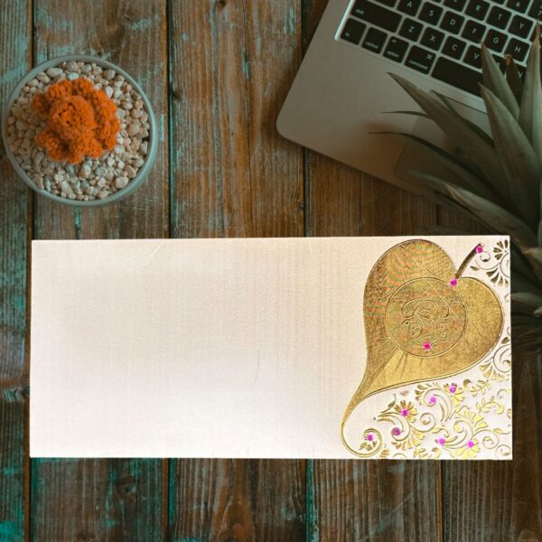 Golden Ganesha on Leaf Design Envelope - Auspicious Gift Envelope - Image 2