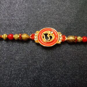 Om Orange Round Bracelet Rakhi | Traditional Raksha Bandhan for Brother