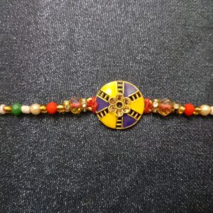 Round Gold Designer Bracelet Rakhi | Traditional Raksha Bandhan for Brother