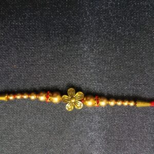 Flower Design Metal Gold Colour Bracelet Rakhi | Traditional Raksha Bandhan