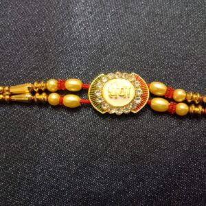 Designer Bhaiya Pendant Diamond Gold Rakhi – Elegant Bracelet for Brother-Bhaiya