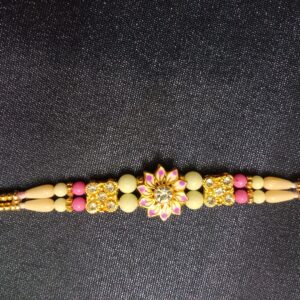 Sunflower Diamond Pink Rakhi – Gold Bracelet Style Rakhi for Brother-Bhaiya