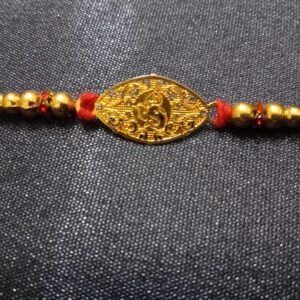 Ganesh Pendant Gold Colour Rakhi | Traditional Bracelet for Brother Bhaiya