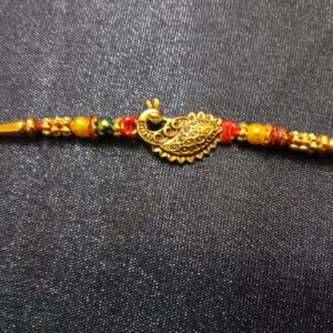 Designer Mor Nakshi Gold Rakhi | Traditional Bracelet for Brother Bhaiya