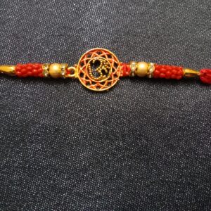 Designer Om Ring Gold Rakhi | Traditional Bracelet Rakhi for Brother-Bhaiya