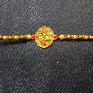 Gold Lord Krishna Pendant Rakhi | Traditional Bracelet Rakhi for Brother-Bhaiya