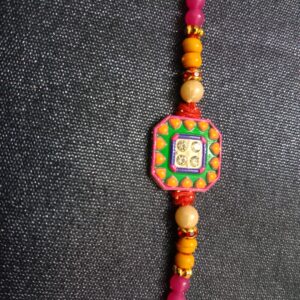 Square Shape Multi-Colour Stone Rakhi Bracelet – Raksha Bandhan for Brother