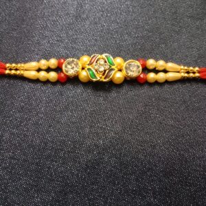 Designer Diamond Rakhi Bracelet in Multi-Colour – Raksha Bandhan for Brother